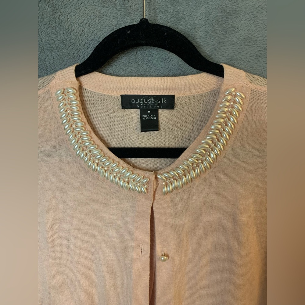 August Silk Heritage women’s size medium sweater, button down - Picture 2 of 3